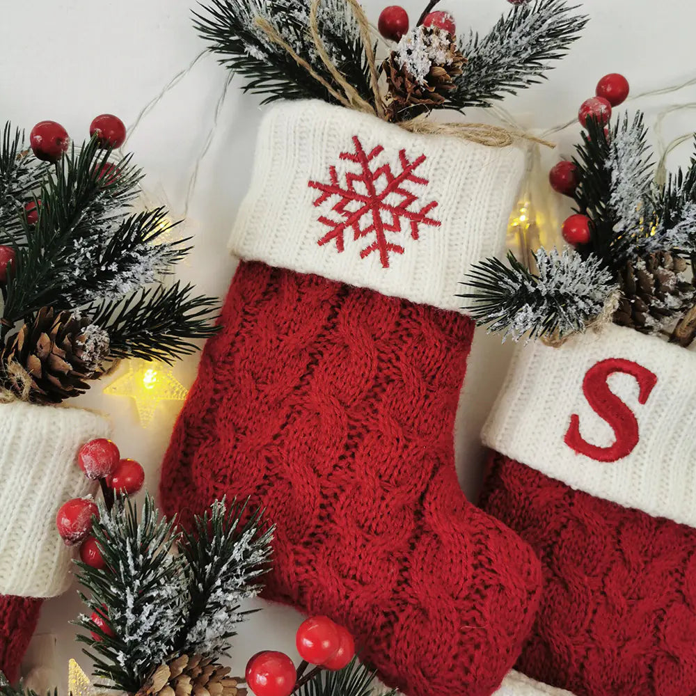 knitted christmas letter socks