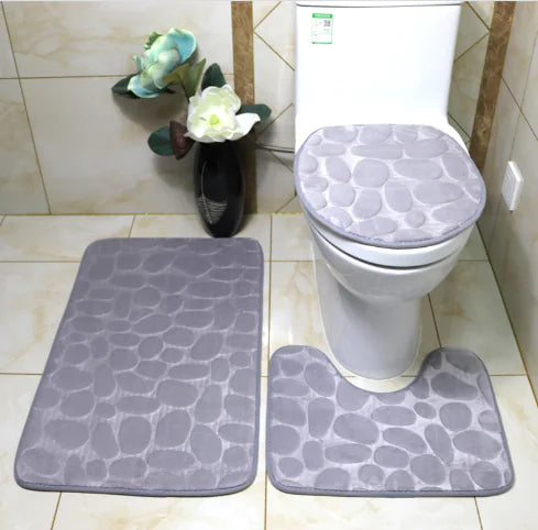 3-piece non-slip bathroom rug set