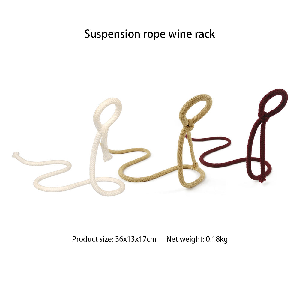 suspended rope wine bottle