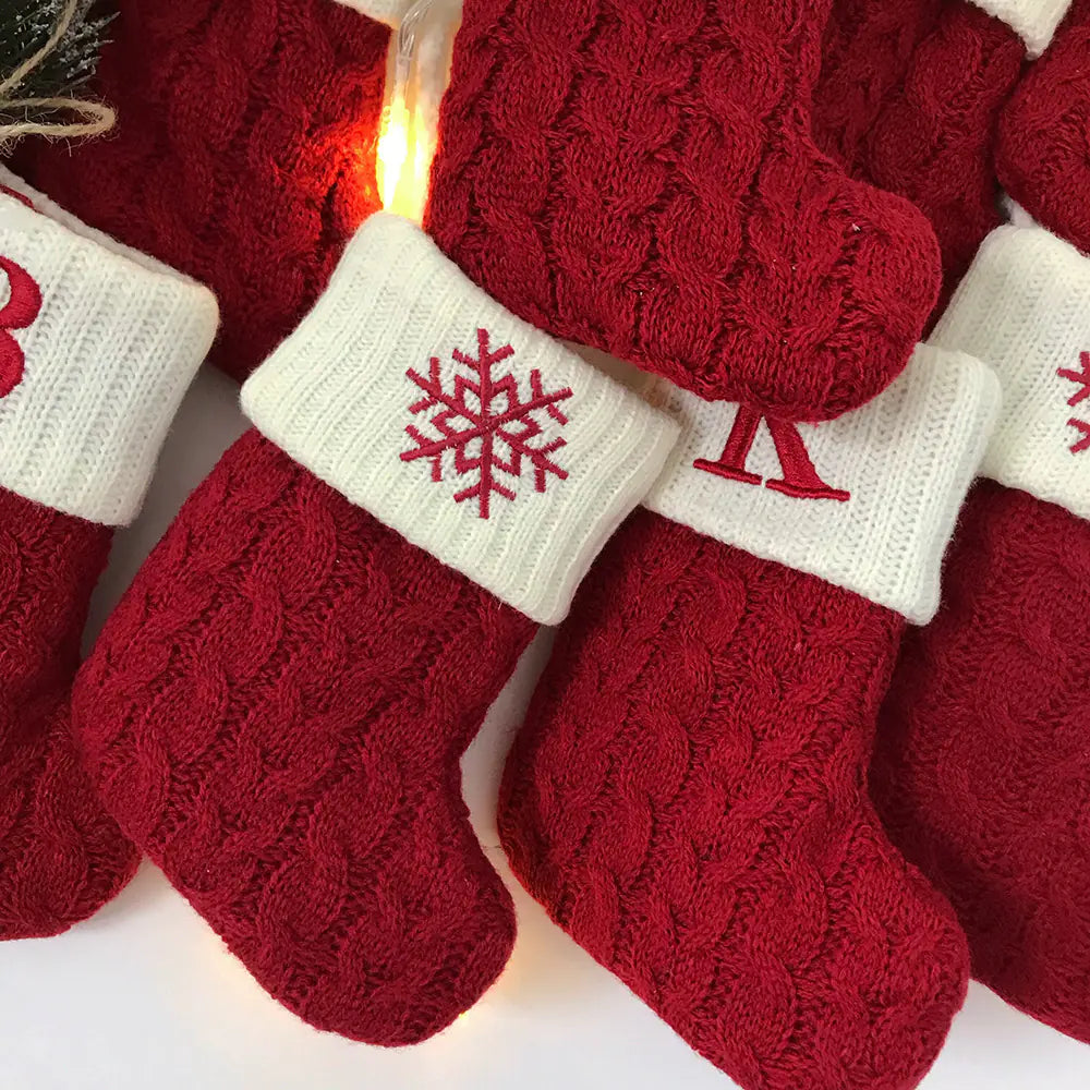 knitted christmas letter socks