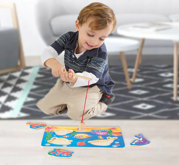 wooden magnetic fishing toy
