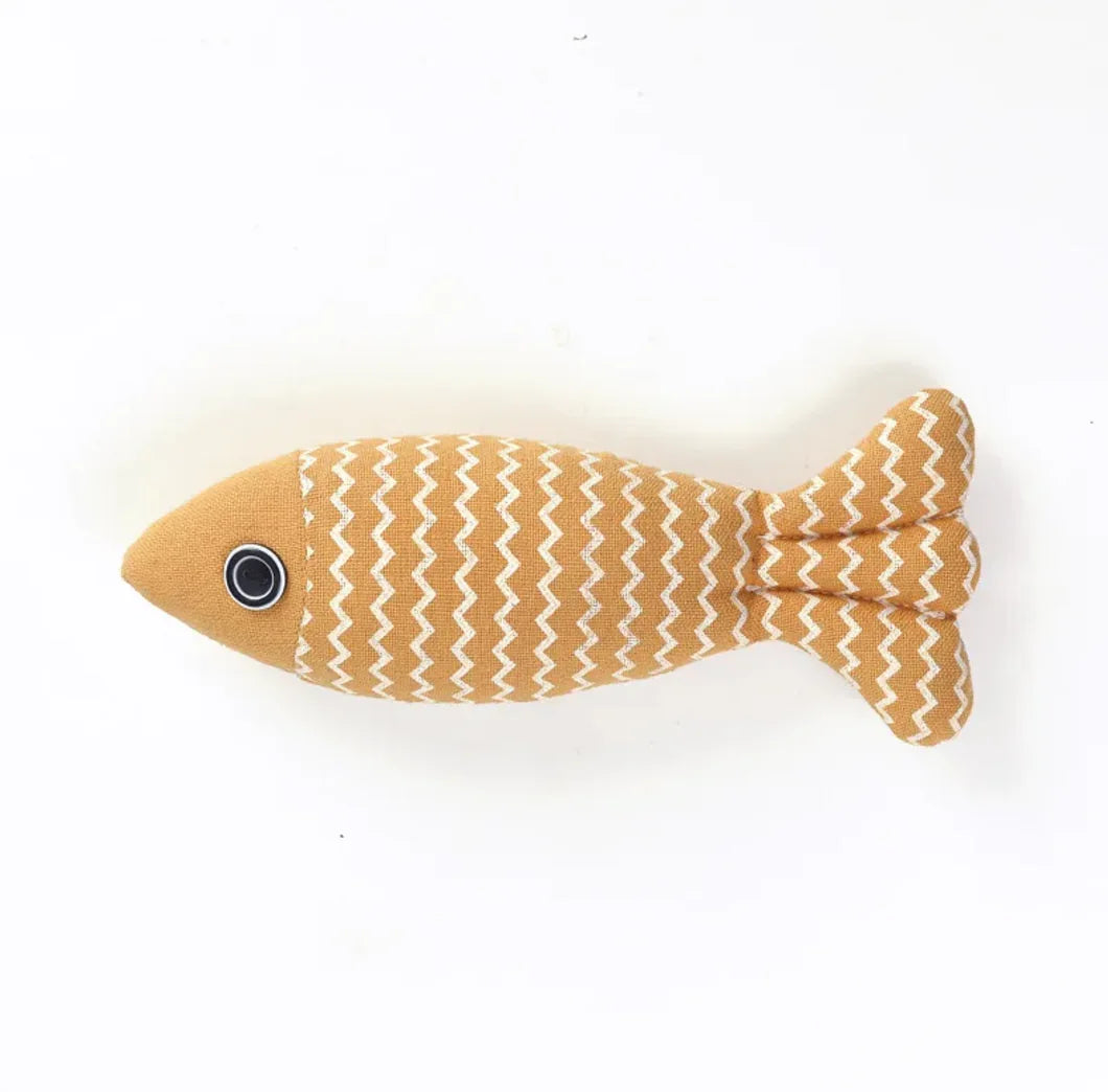 linen fish cat toy