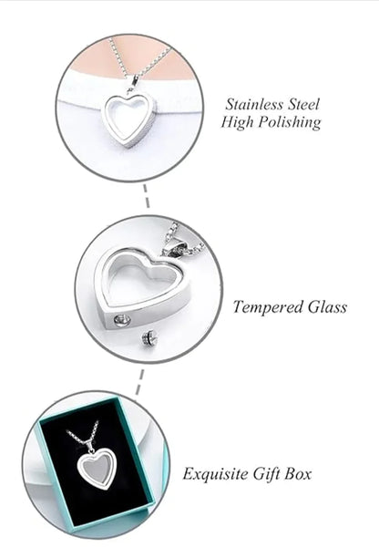 Stainless Steel Heart-Shaped Cremation Pendant