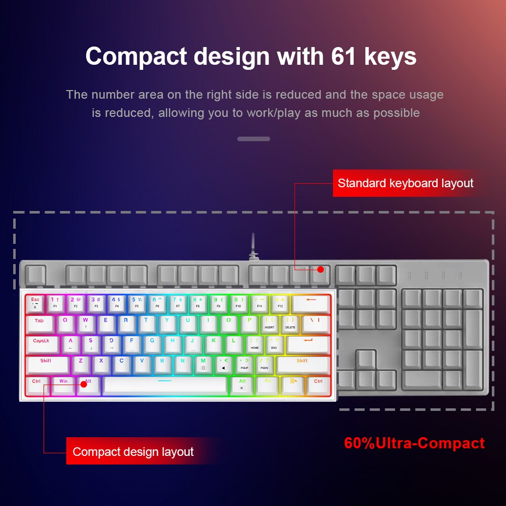 mini mechanical gaming wired keyboard