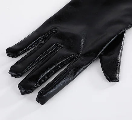 gothic punk pu leather gloves