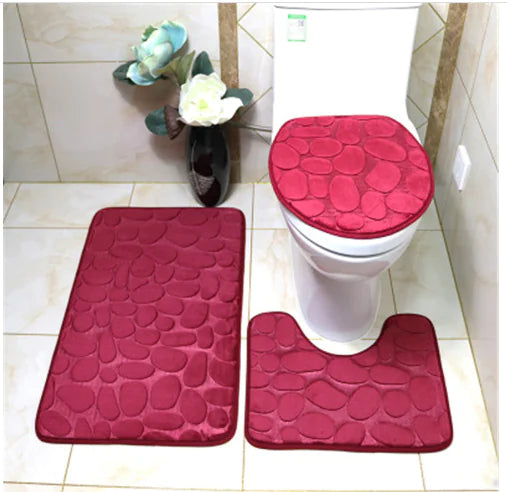 3-piece non-slip bathroom rug set