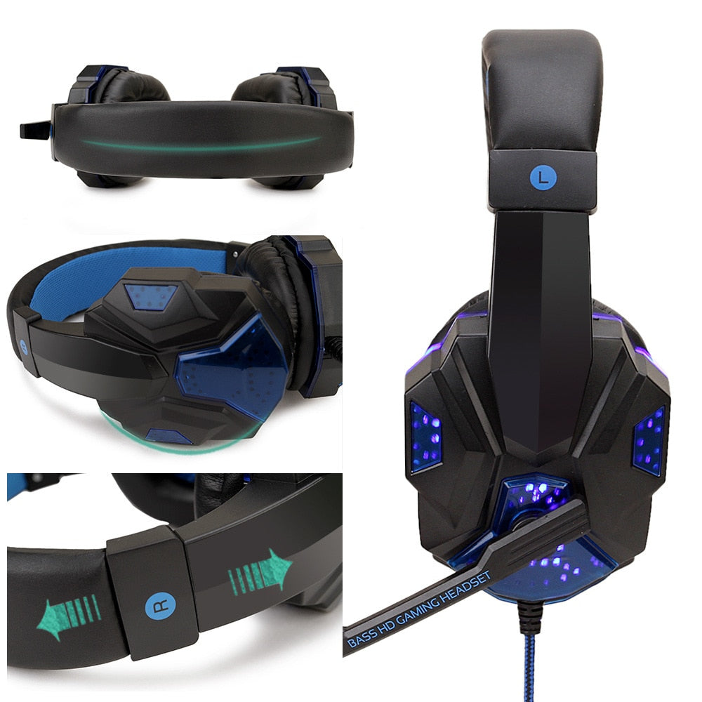 led light wired gamer headset