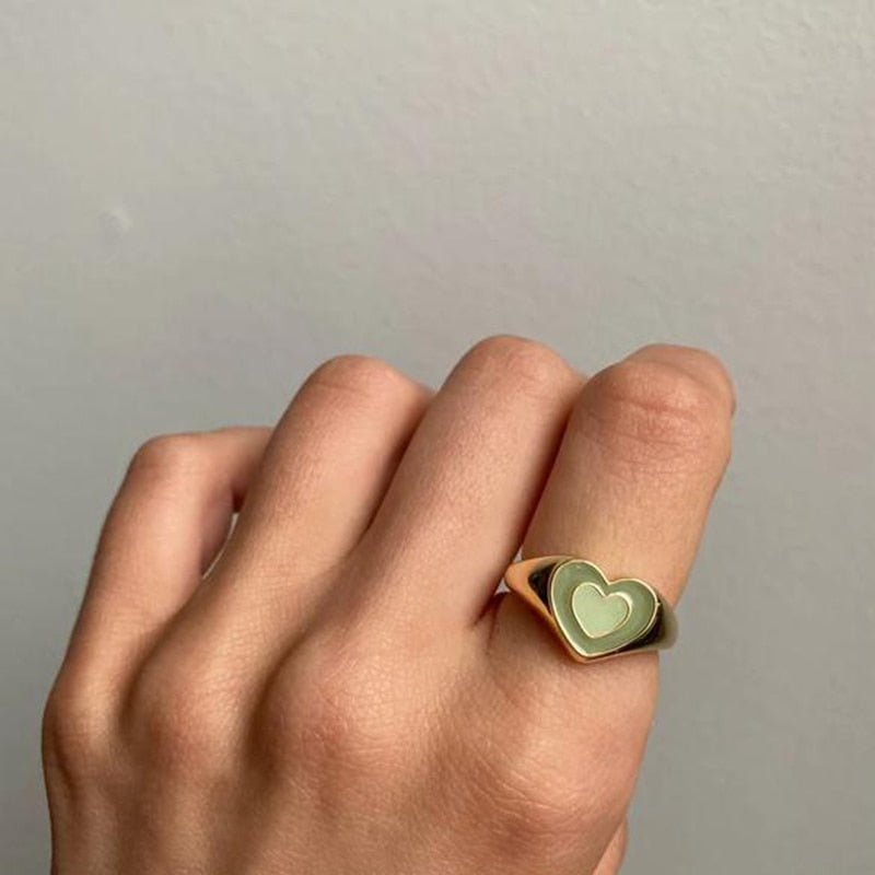 creative love heart ring