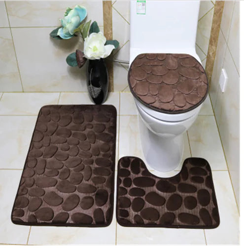 3-piece non-slip bathroom rug set