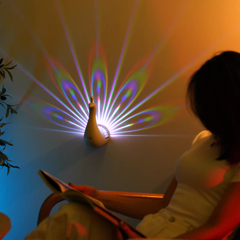 peacock 3d wall lamp