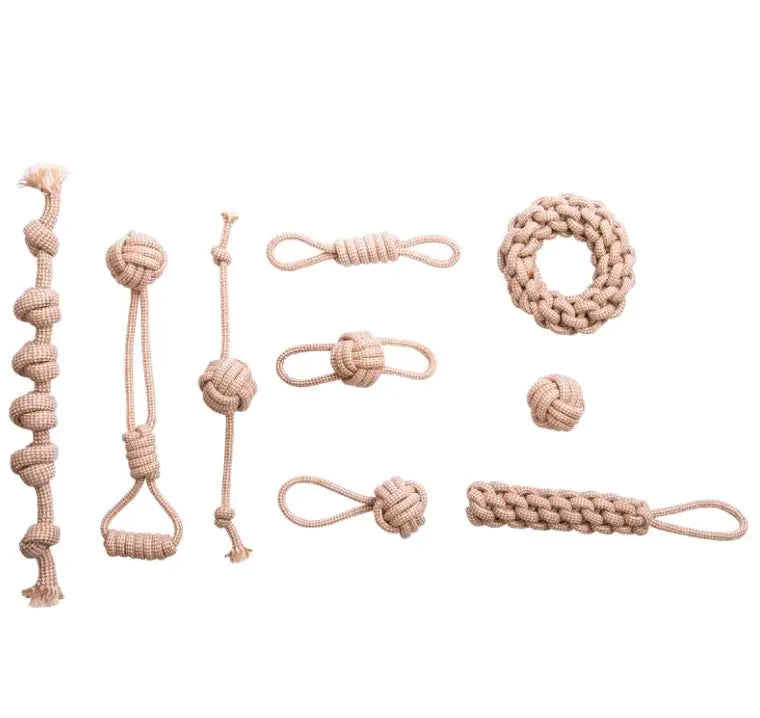 cotton hemp dog toy set