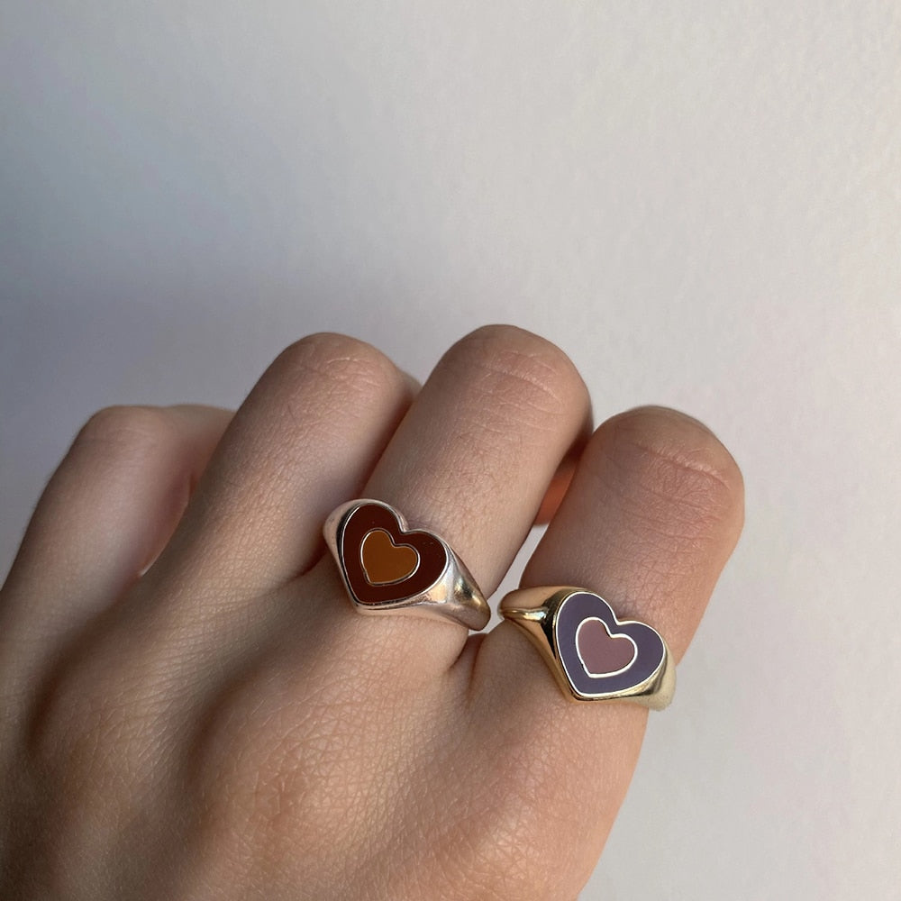 creative love heart ring
