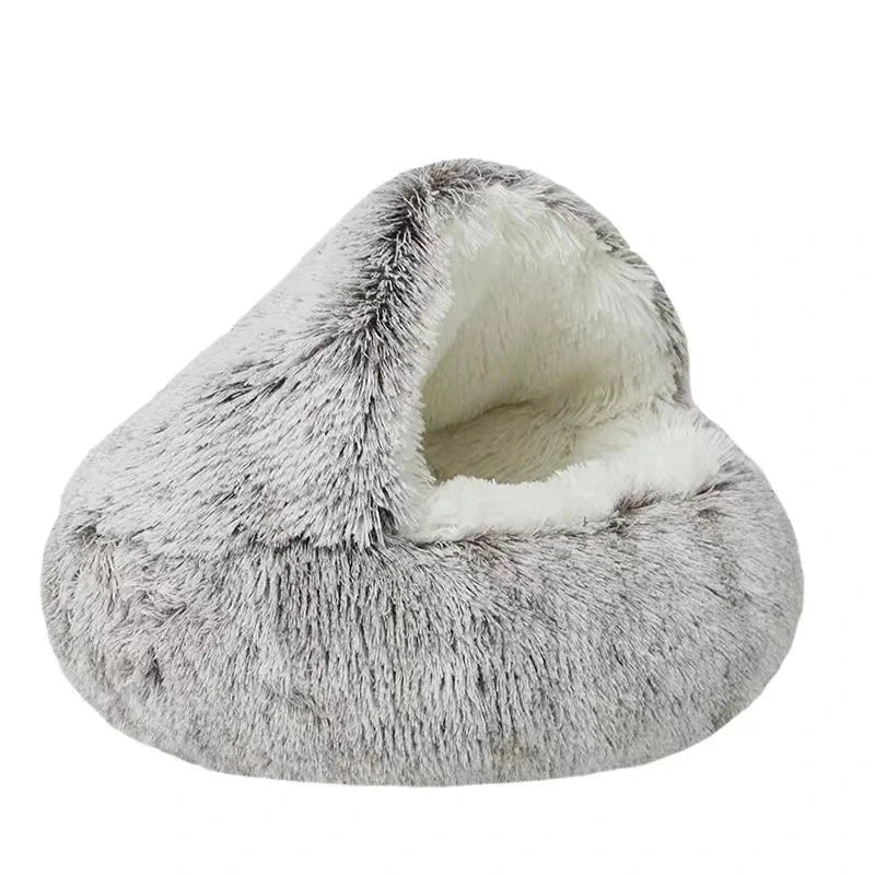fluffy pet bed with a soft texture on a white background