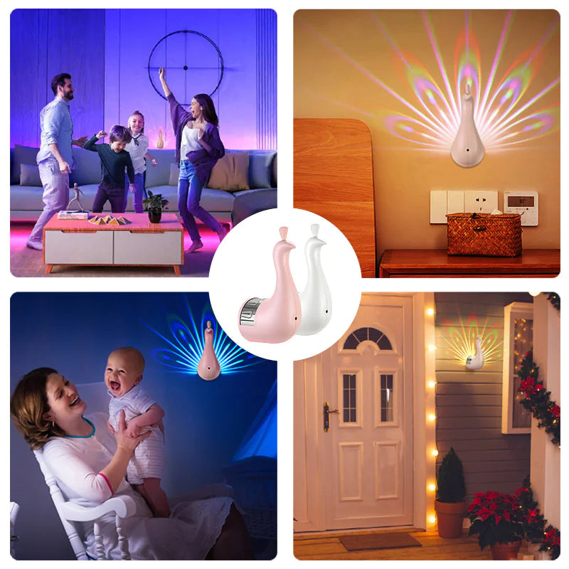 peacock 3d wall lamp