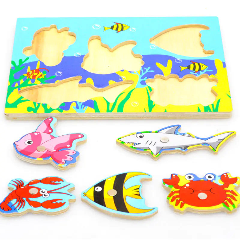 wooden magnetic fishing toy