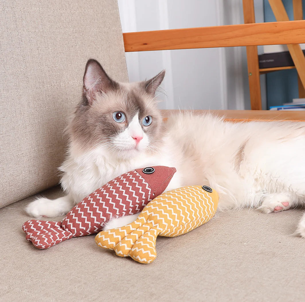linen fish cat toy