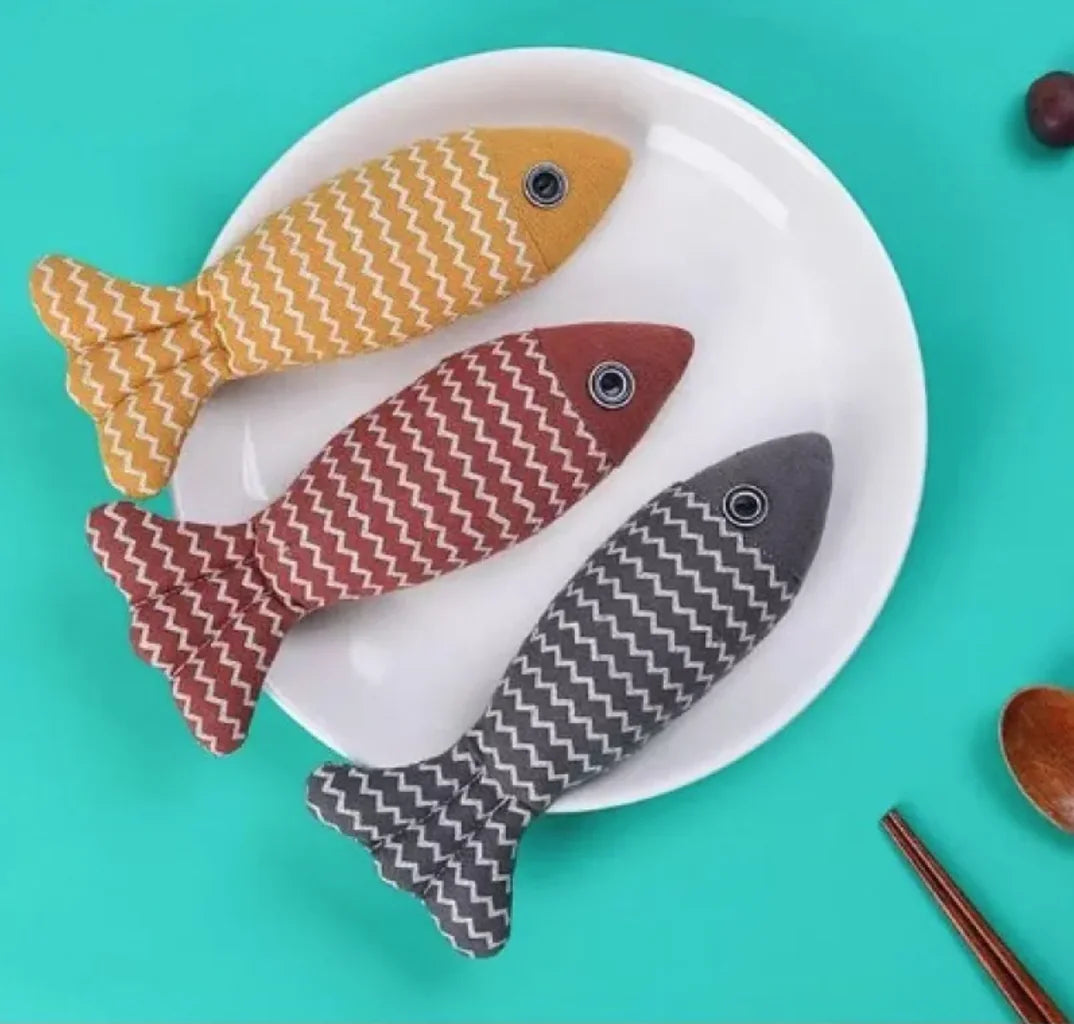 linen fish cat toy