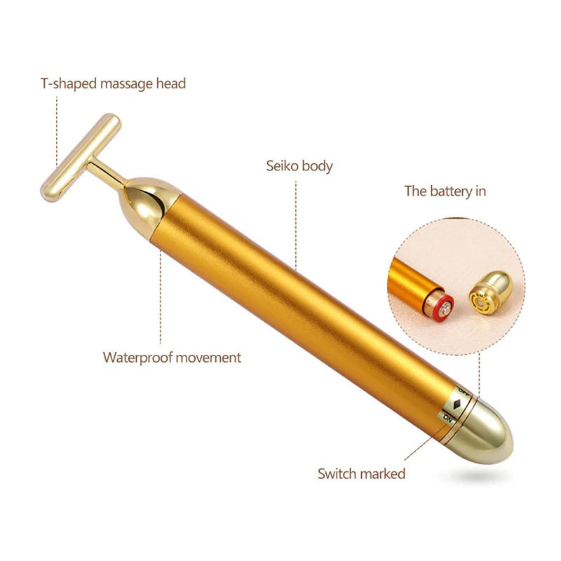 energy 24k gold t beauty bar facial roller massager