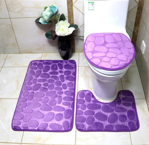 3-piece non-slip bathroom rug set