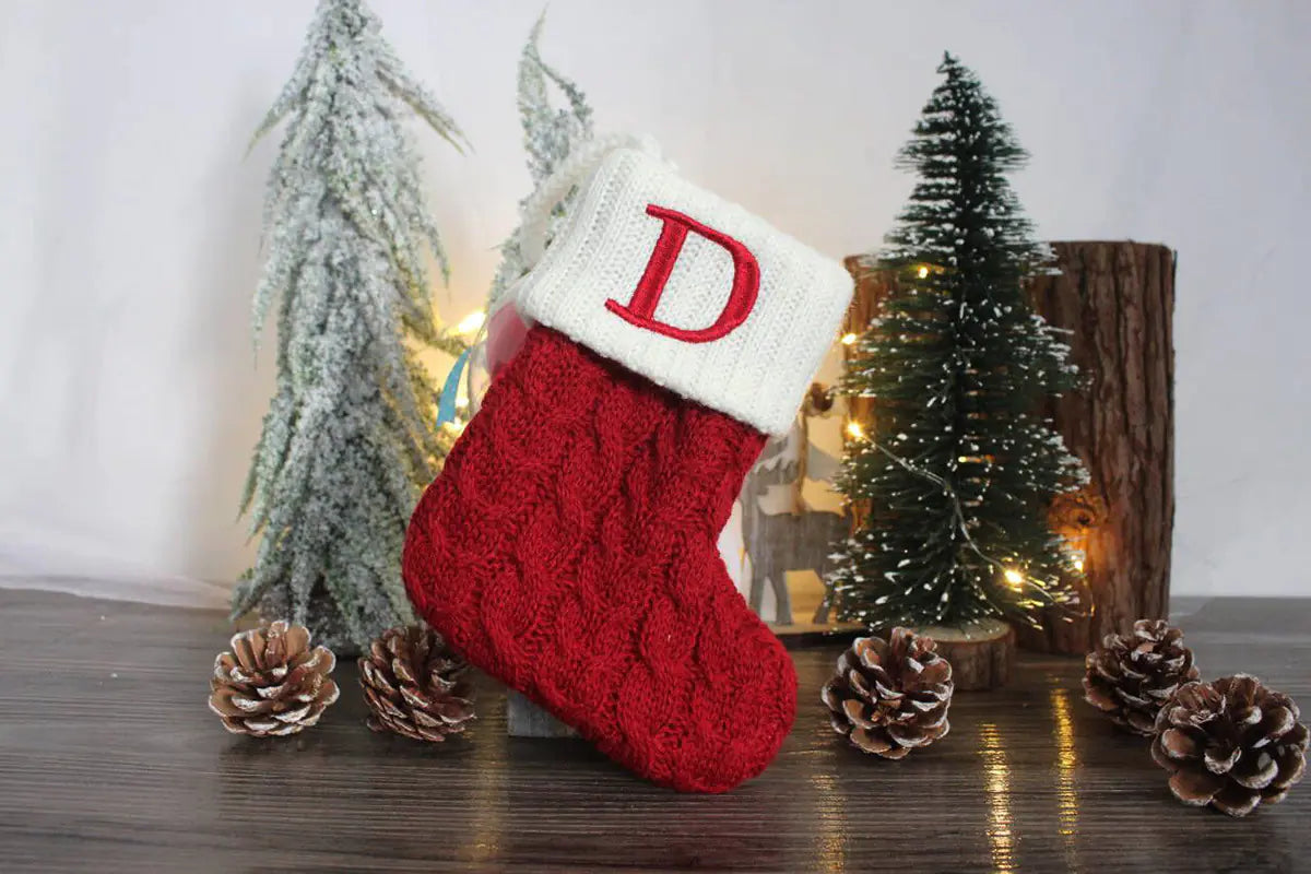 knitted christmas letter socks