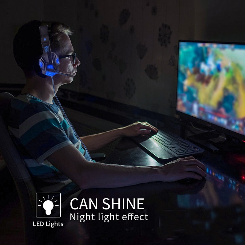 led light wired gamer headset