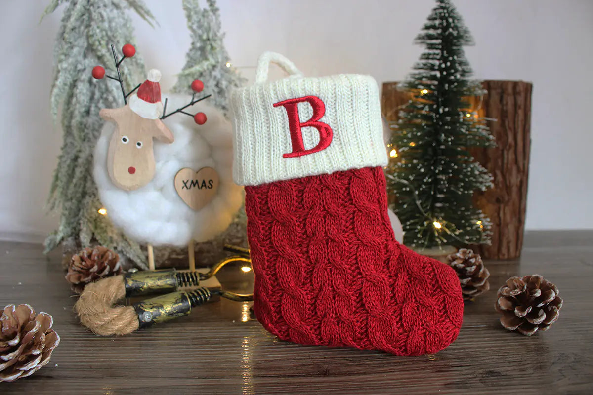 knitted christmas letter socks