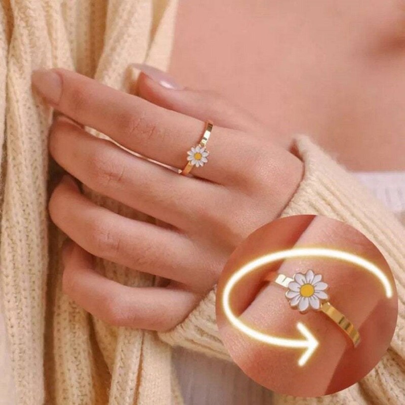 fidget spinner rotatable ring for women